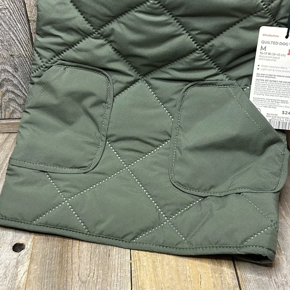 REDDY Olive Green Quilted Dog Vest Medium New